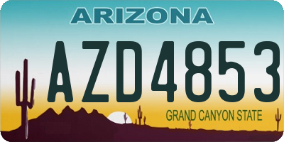 AZ license plate AZD4853