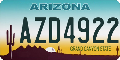 AZ license plate AZD4922