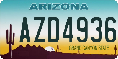 AZ license plate AZD4936