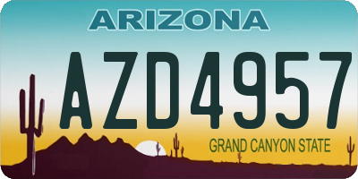 AZ license plate AZD4957