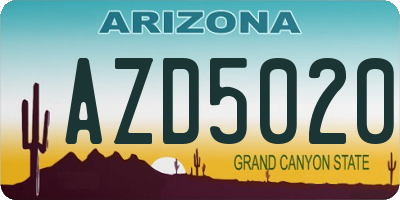 AZ license plate AZD5020