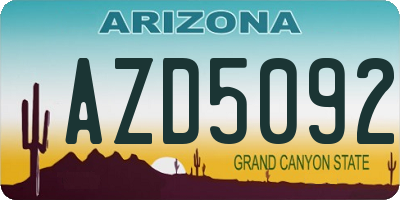 AZ license plate AZD5092