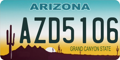 AZ license plate AZD5106