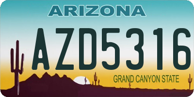 AZ license plate AZD5316