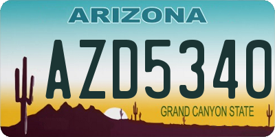 AZ license plate AZD5340