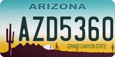 AZ license plate AZD5360