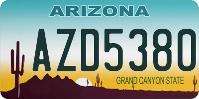 AZ license plate AZD5380