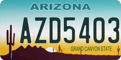 AZ license plate AZD5403
