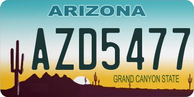 AZ license plate AZD5477