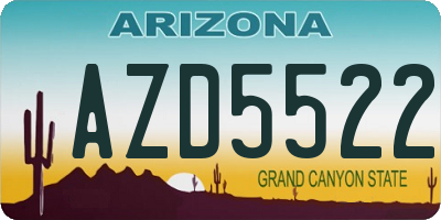 AZ license plate AZD5522