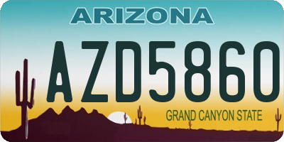 AZ license plate AZD5860