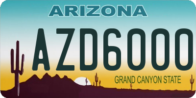 AZ license plate AZD6000