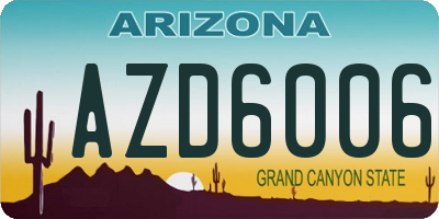 AZ license plate AZD6006