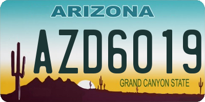 AZ license plate AZD6019