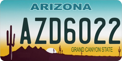 AZ license plate AZD6022