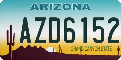 AZ license plate AZD6152