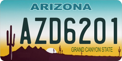 AZ license plate AZD6201