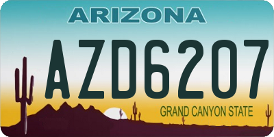 AZ license plate AZD6207