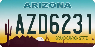 AZ license plate AZD6231