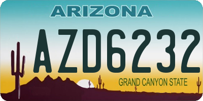 AZ license plate AZD6232