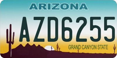 AZ license plate AZD6255