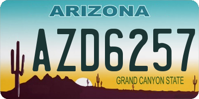 AZ license plate AZD6257