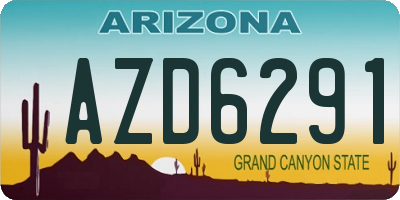 AZ license plate AZD6291