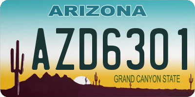 AZ license plate AZD6301
