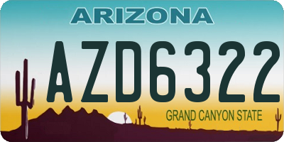 AZ license plate AZD6322