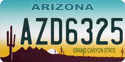 AZ license plate AZD6325