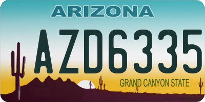 AZ license plate AZD6335