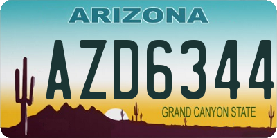AZ license plate AZD6344