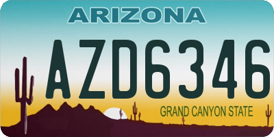 AZ license plate AZD6346