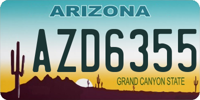 AZ license plate AZD6355