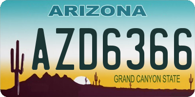AZ license plate AZD6366