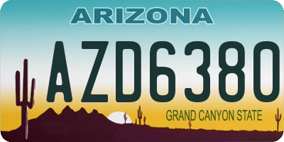 AZ license plate AZD6380