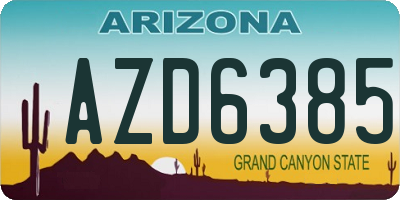 AZ license plate AZD6385