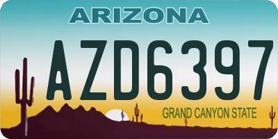 AZ license plate AZD6397