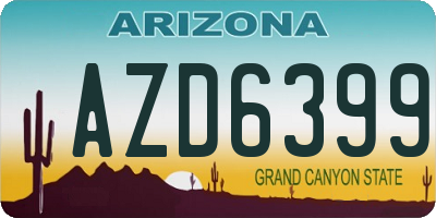 AZ license plate AZD6399