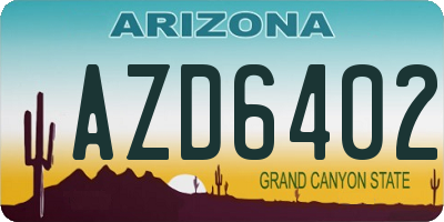 AZ license plate AZD6402