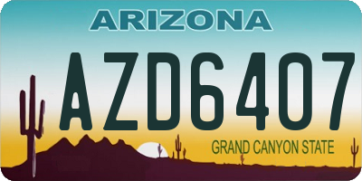 AZ license plate AZD6407