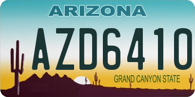 AZ license plate AZD6410