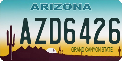 AZ license plate AZD6426