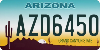 AZ license plate AZD6450