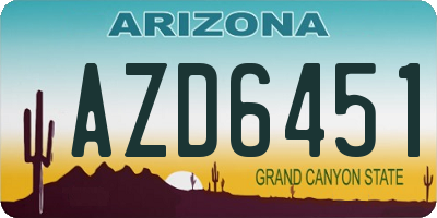 AZ license plate AZD6451