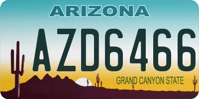 AZ license plate AZD6466