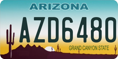 AZ license plate AZD6480