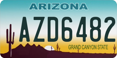AZ license plate AZD6482
