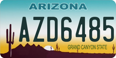AZ license plate AZD6485