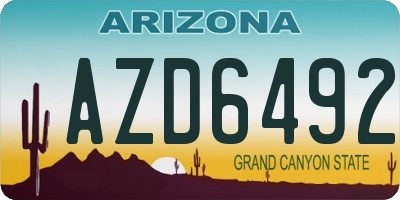 AZ license plate AZD6492